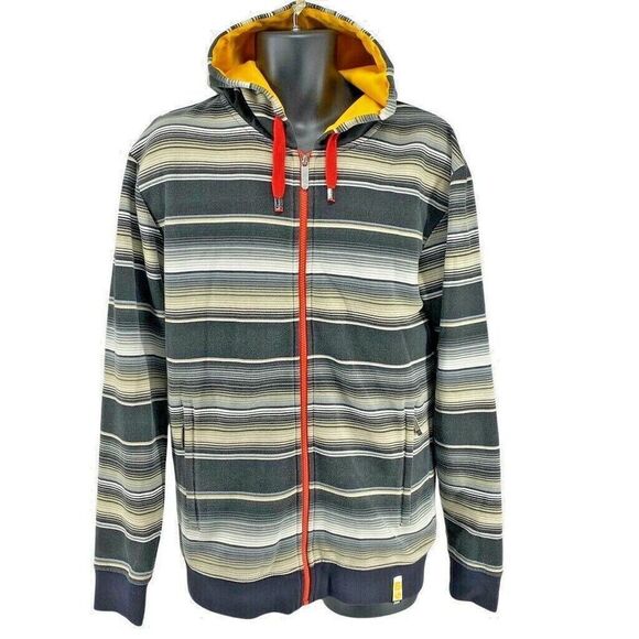 Bonfire Snowboarding Company Mens Fleece Zip Hoodie Sweatshirt Stripe S - Picture 1 of 8